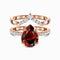 Women's Sterling Plateado Rose Dorado Ruby Micro Zircon Double Layer Ring Rojo 6