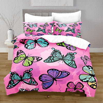 Juego de Ropa de Cama Funda Nórdica Estampado Mariposas Impresión 3D Digital Tela Cepillada - Image 4
