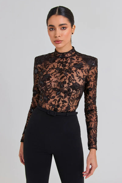 Jumpsuit de Encaje Transparente con Manga Larga para Eventos - Image 14