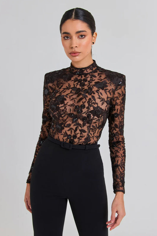 Jumpsuit de Encaje Transparente con Manga Larga para Eventos - Image 14