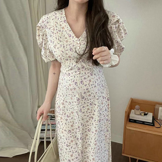 Vestido Elegante de Gasa Floral con Temperamento Francés - Image 10