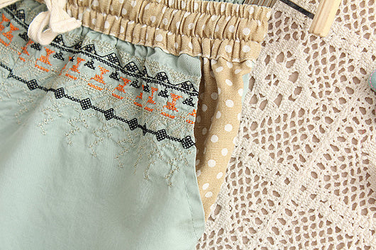 Pantalones de Algodón y Lino con Bordado Japonés para Mujer - Image 8