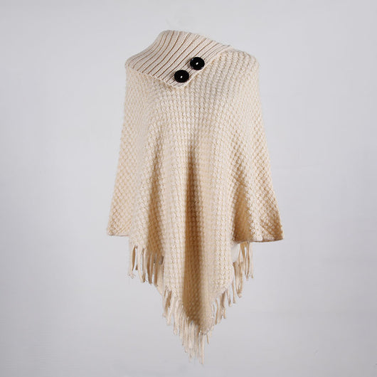 Capa Chal con Cuello Abotonado y Flecos - Image 8