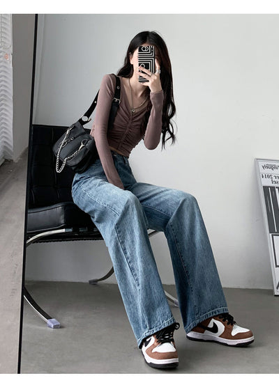 Jeans Acampanados de Talle Alto para Mujer Talla Grande con Efecto Drapeado - Image 16