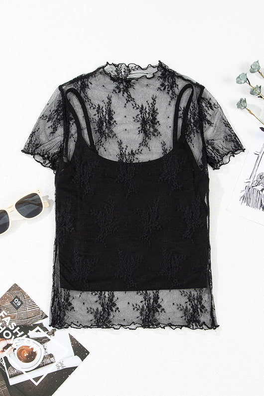 Blusa de Encaje Liso Manga Corta para Mujer - Image 15