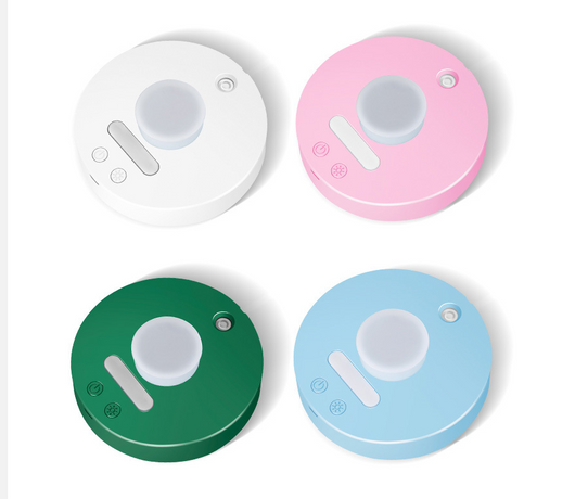 White round portable USB humidifier with a night light, single fog outlet, and two control buttons. - Image 15