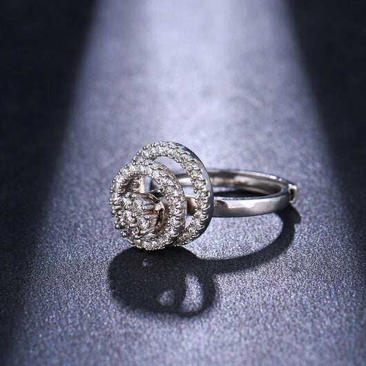 Anillo de Plata Esterlina para Mujer con Doble Círculo Giratorio - Image 4