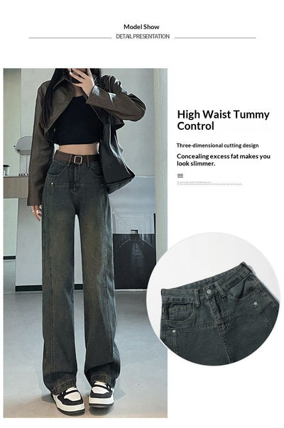 Jeans Cintura Alta Gris Cemento Corte Recto Efecto Adelgazante - Image 17