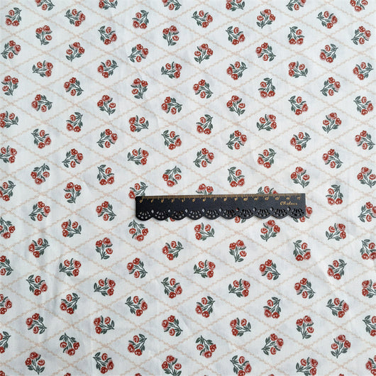 Tela de Algodón Twill Rojo Jujuba con Patrón de Celosía - Ancho para Puertas - Image 3
