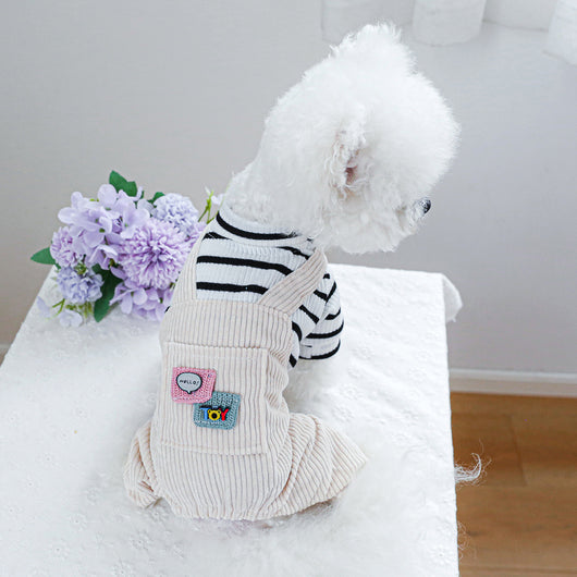 Mono Overol a Rayas para Mascotas - Diseño Clásico Blanco y Negro con Bolsillo - Image 3