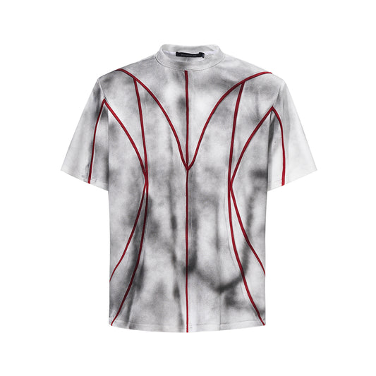 Camiseta Patchwork con Hombreras Acolchadas y Líneas 3D - Image 2