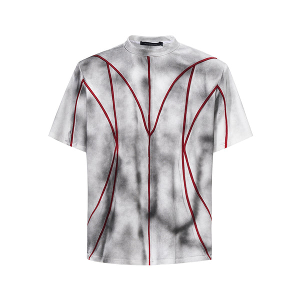 Camiseta Patchwork con Hombreras Acolchadas y Líneas 3D