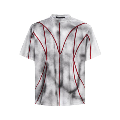 Camiseta Patchwork con Hombreras Acolchadas y Líneas 3D - Image 2