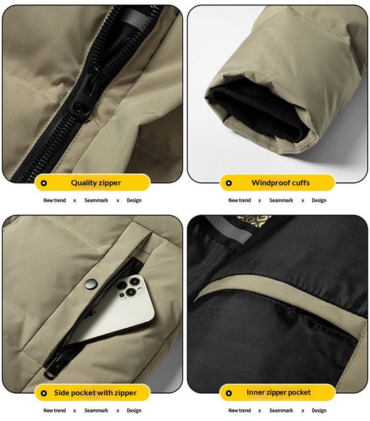 Abrigo Acolchado de Algodón para Hombre con Capucha Desmontable Forrada en Polar - Image 11