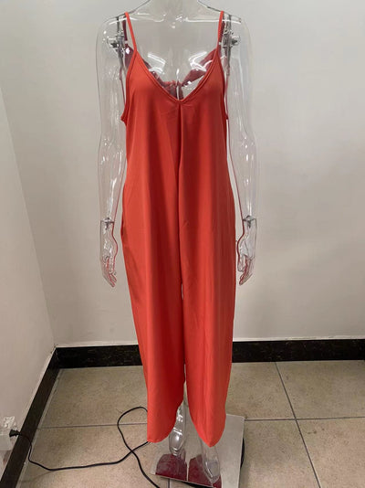 Jumpsuit Ancho de Tiro Bajo con Bolsillos - Diseño Sólido y Casual - Image 14