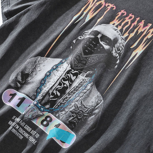 Camiseta Estampada Negra de Manga Corta para Hombre - Image 3