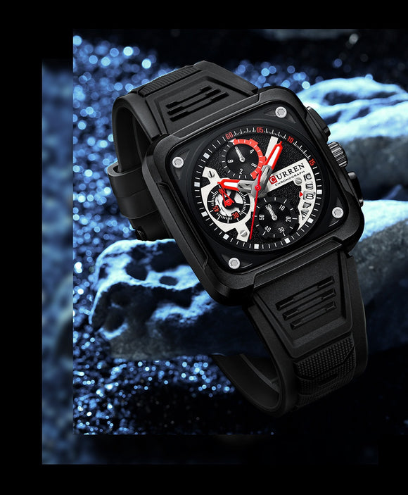 Reloj de Pulsera Cuadrado Multifunción con Seis Agujas para Hombre