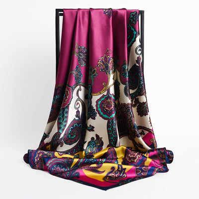 Abanico Retro Plegable 90cm con Pañuelo de Seda Simulada para Damas - Image 17