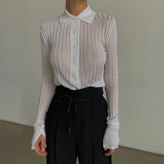 Blusa Larga Doble Botonadura Escotada para Primavera y Verano - Image 3
