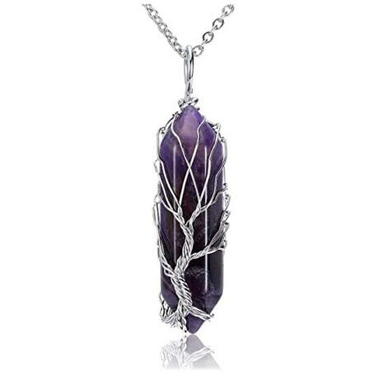 Colgante de Cristal Natural Hexagonal Árbol de la Vida con Enrollado - Image 2