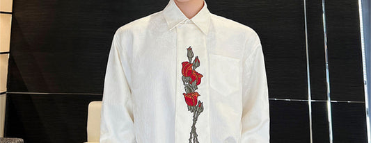 Camisa Degradada con Rosa Bordada - Image 2