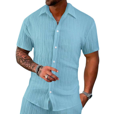 Camisa Polo Manga Corta Lisa Suelta para Hombre - Casual y Cómoda - Image 34