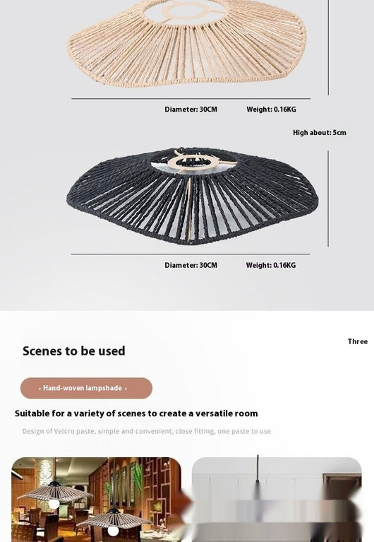 Pantalla de Lámpara Tipo Ratán con Cuerda de Papel - Image 13