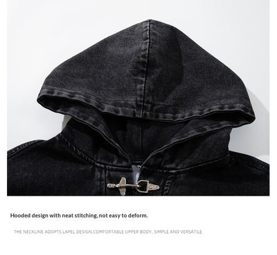 Sudadera Negra para Hombre con Lavado Desgastado y Detalles de Cierre de Langosta - Image 12