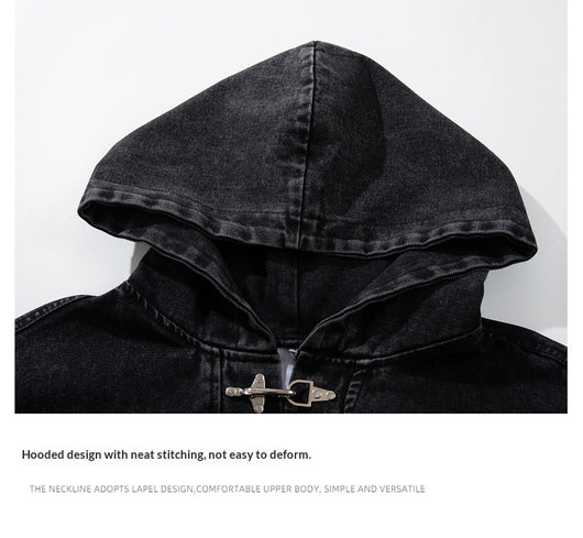 Sudadera Negra para Hombre con Lavado Desgastado y Detalles de Cierre de Langosta - Image 12