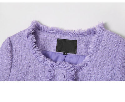 Abrigo Tweed Elegante para Mujer - Cuello Cuadrado Otoño - Image 12