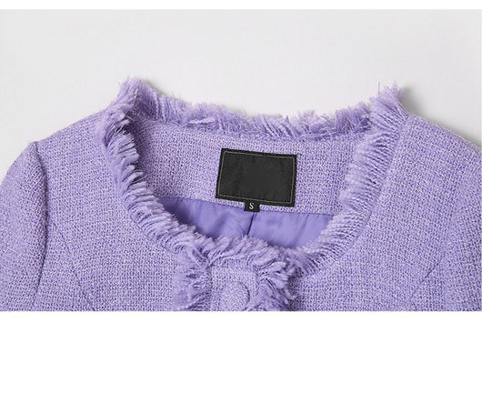 Abrigo Tweed Elegante para Mujer - Cuello Cuadrado Otoño - Image 12