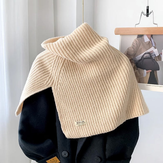 Poncho Cuello Alto con Abertura Lateral - Bufanda Tejida Térmica - Image 9