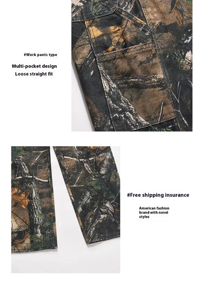 Jeans Hombre Patrón Camuflaje Árbol Corte Recto Oversize - Image 12