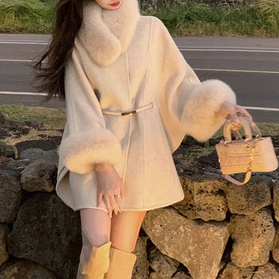 Abrigo de Lana Elegante Estilo Coreano Manga Larga Ajustado Retro - Image 2