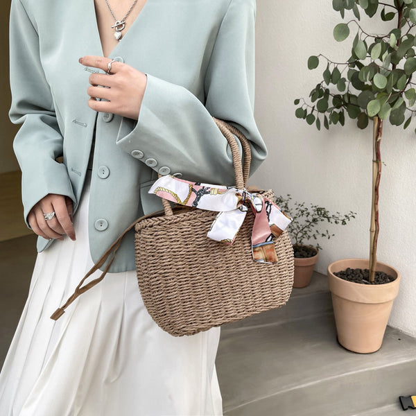 Bolso Cuadrado Tejido Portátil para Mujer - Diseño Minimalista