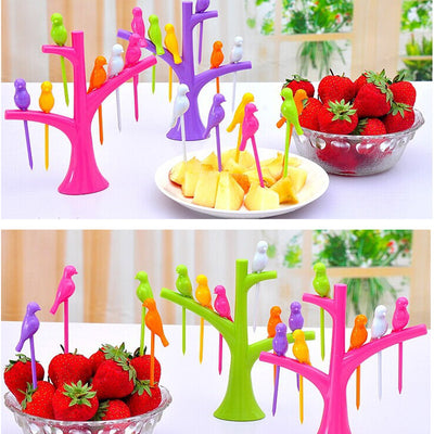 Tenedores Decorativos Infantiles con Diseño de Árbol y Pájaros - Set de Pinchos para Frutas y Postres - Image 17