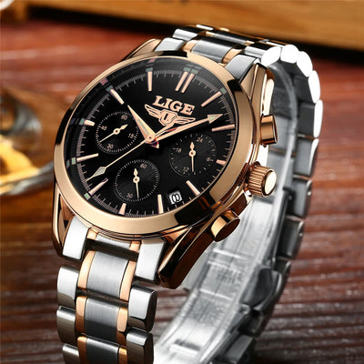 Reloj de Negocios Deportivo Acero Inoxidable Multifuncional con Calendario - Image 16