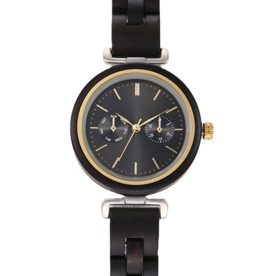 Reloj de Pulsera Analógico Redondo en Madera de Ébano con Movimiento de Cuarzo - Image 10