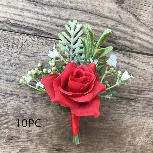 Corsage de Novia y Novio con Rosas de Seda Coreanas - Pequeños Capullos para Antes de la Boda - Image 17