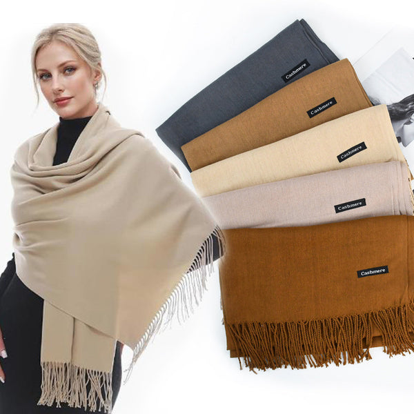 Bufanda Ligera de Color Liso con Flecos Elegantes