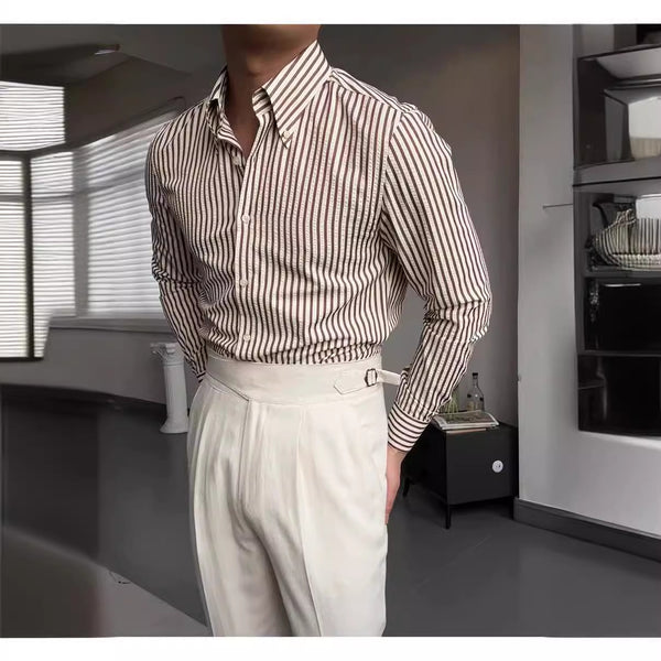 Camisa de Algodón Seersucker Primavera para Hombre