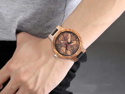 Reloj Casual de Madera para Hombre con Esfera de Hoja Tallada - Image 5