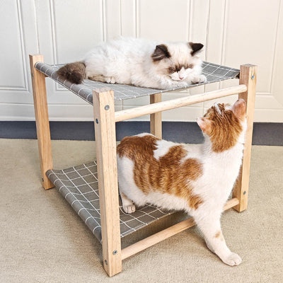 Cama Hamaca Doble para Gatos - Estructura de Madera Maciza con Niveles Separables - Image 3