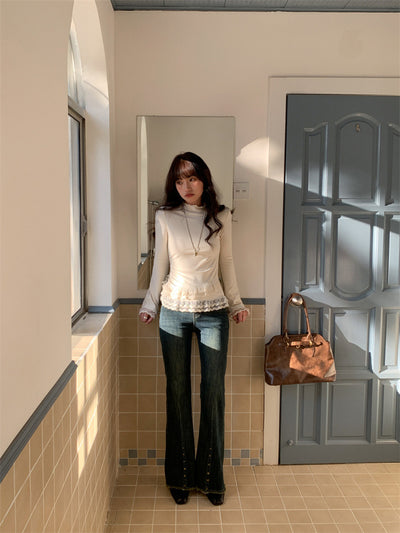 Blusa Ajustada con Encaje para Mujer - Manga Larga Elegante - Image 5