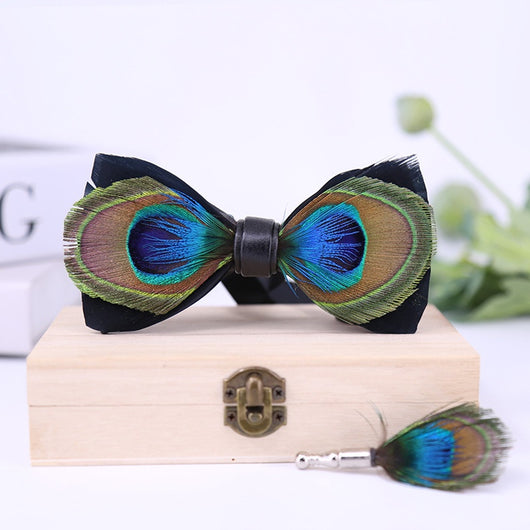 Corbatín de Moño Pavo Real con Ojos Grandes - Azul Plumas - Image 17