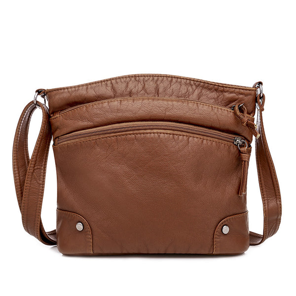 Bolso de Hombro Cuero Lavado Retro Estilo Casual - Image 3