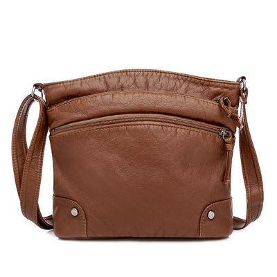 Bolso de Hombro Cuero Lavado Retro Estilo Casual - Image 3