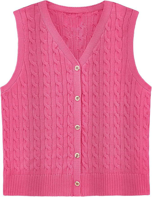 Chaleco Tejido Retorcido para Mujer - Estilo Europeo y Americano - Image 30