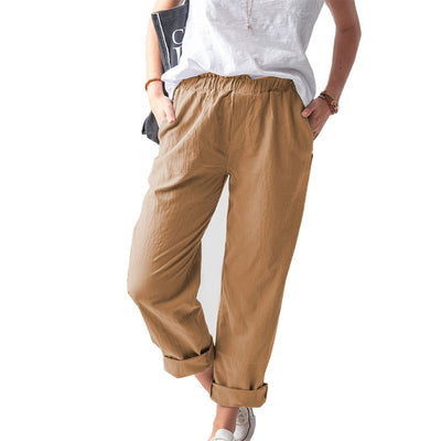 Pantalón Recto de Talle Alto Elástico en Colores Lisos - Image 7