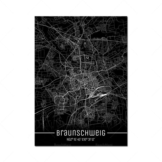 Cuadro Decorativo Mapa Líneas Negras - Lienzo Moderno para Pared - Image 5